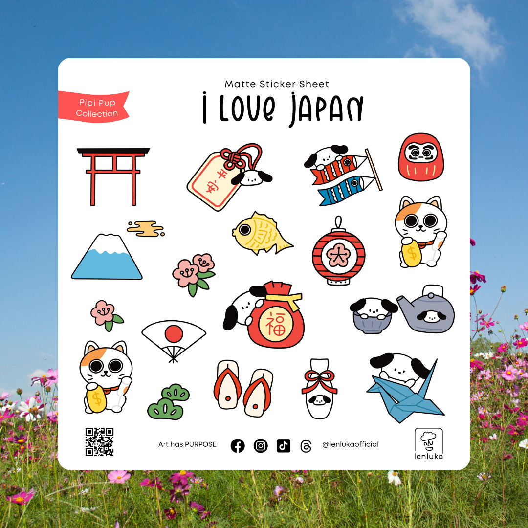 I Love Japan Sticker Sheet
