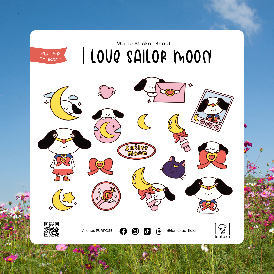 I Love Sailor Moon Sticker Sheet